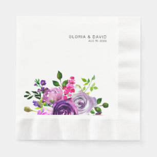 Purple Floral Elegant Wedding Napkins