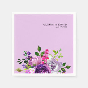 Purple Floral Elegant Wedding Napkins