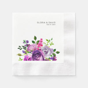 Purple Floral Elegant Wedding Napkins