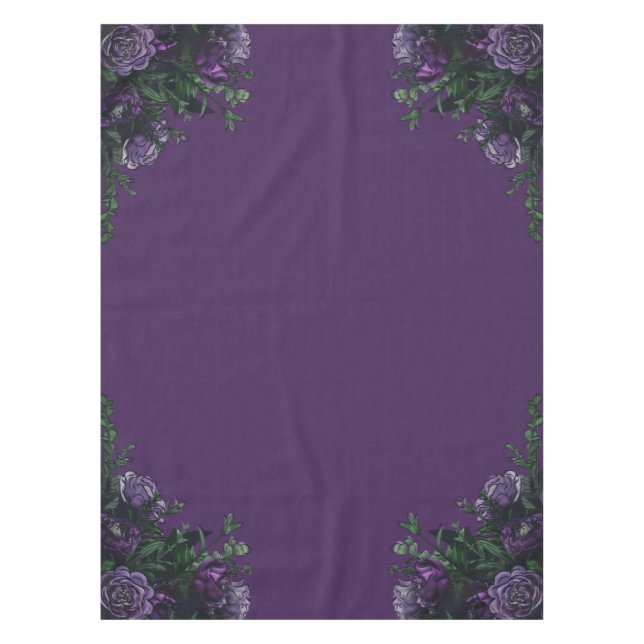 Purple Floral Elegant Wedding Tablecloth (Front)