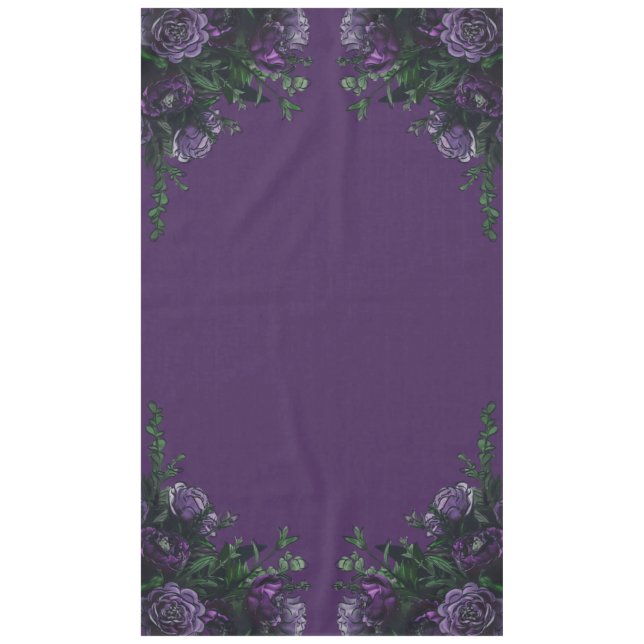 Purple Floral Elegant Wedding Tablecloth (Front)