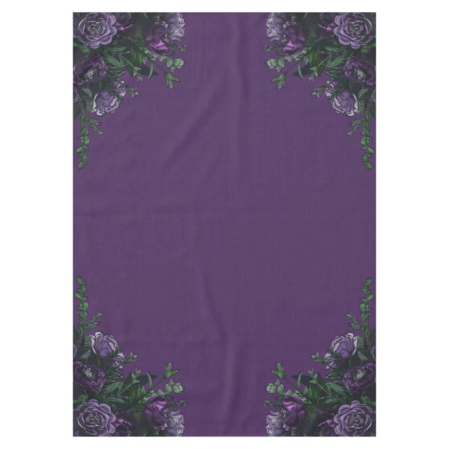 Purple Floral Elegant Wedding Tablecloth (Front)