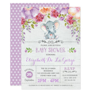 Purple Baby Shower Invitations Zazzle