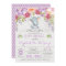Purple Floral Elephant Baby Girl Shower Invitation