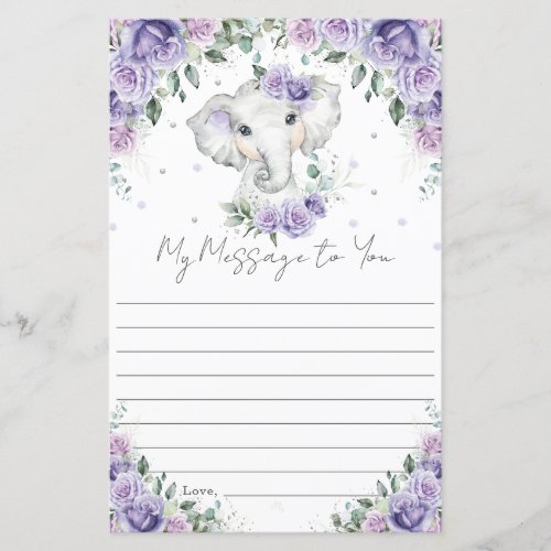 Purple Floral Elephant Birthday Capsule Message 