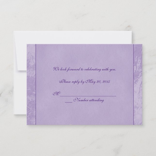 Purple Floral Embossed RSVP Invitation (Front)