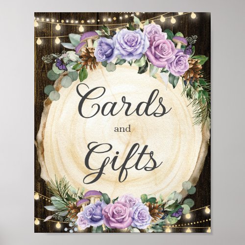 Purple Floral Enchanted Forest Cards  Gifts Poster