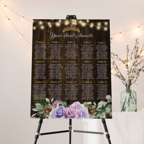 Purple Floral Enchanted Forest Seating Chart Foam Board