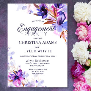 Purple Floral Engagement Party Invitation