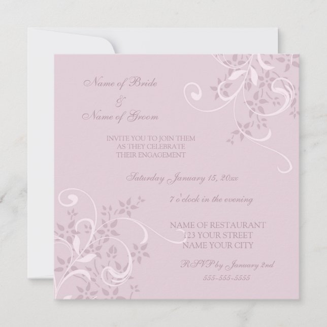 Purple Floral Engagement Party Invitations (Front)