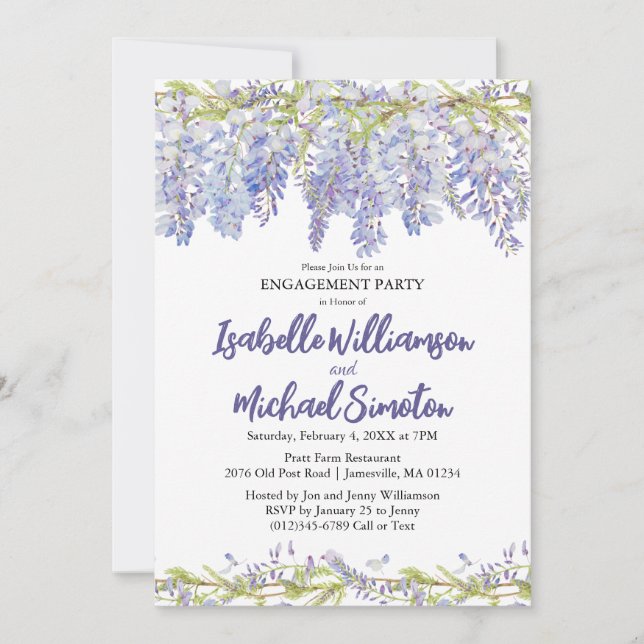 Purple Floral Engagement Party Invitations (Front)