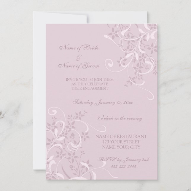 Purple Floral Engagement Party Invitations (Front)