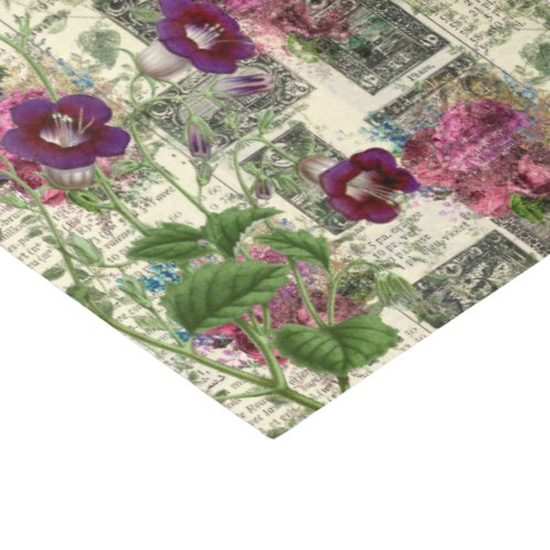 Purple Floral Ephemera Collage Tissue Paper