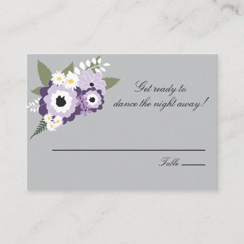 Purple Floral  Escort Seating Card