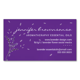 Purple floral Essential Oils Simple Classy Business Card Magnet