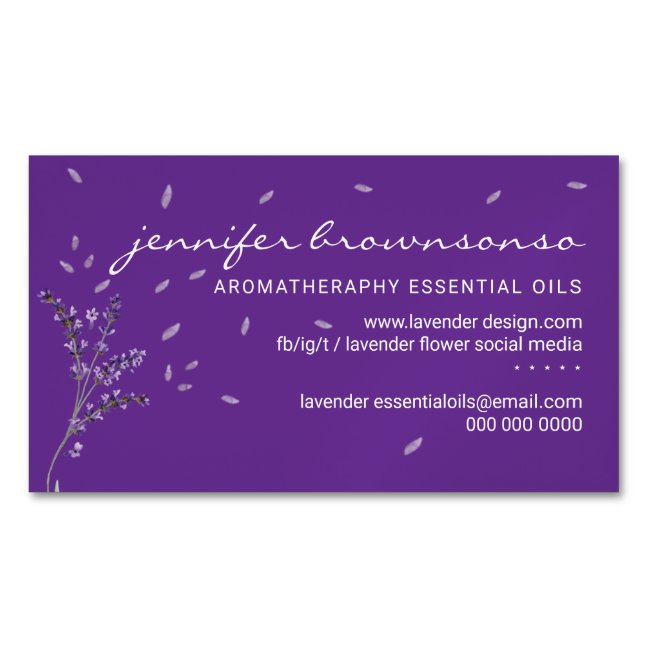 Purple floral Essential Oils Simple Classy Business Card Magnet