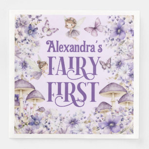 Purple Floral Fairy First Paper Dinner Napkins