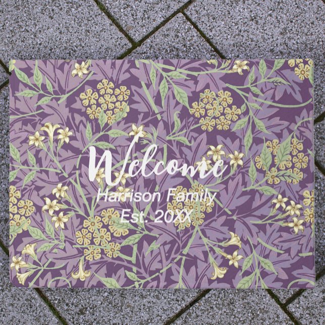 Purple Floral Family Name Established Welcome Doormat (Creator Uploaded)
