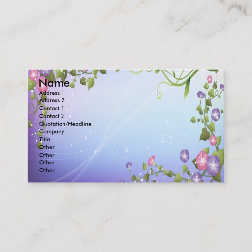 Customizable PURPLE FLORAL FANTASY BUSINESS CARD TEMPLATE