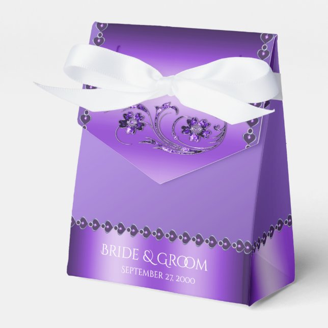 Purple Floral Favor Box (Front Side)