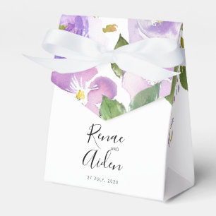 Purple floral favor box, mauve wedding boxes