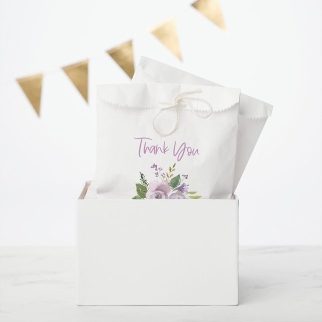 Purple Floral Favor Thank You  Favor Bag (Party)