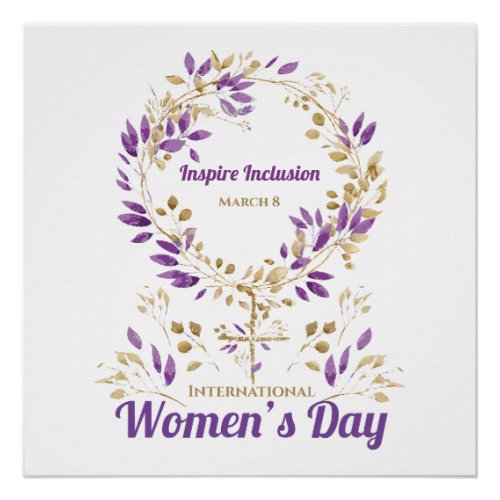Purple Floral Female Sign Womens Day Postcard