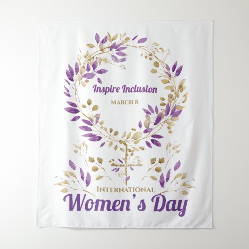 Purple Floral Female Sign Womens Day Postcard Tapestry