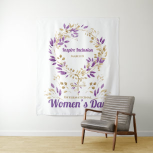 Purple Floral Female Sign Women's Day Tapestry
