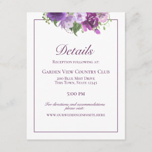 Purple Floral Fire Fighter Details and Information Enclosure Card