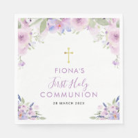 purple floral first communion