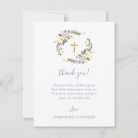 Purple Floral First Holy Communion Custom