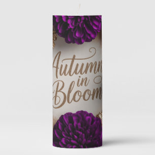 Purple Floral Flat Lay Script Autumn Lifestyle Art Pillar Candle