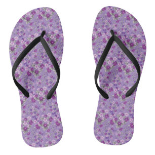 Purple Floral Flip Flops