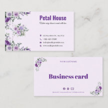 Purple Floral Flower Shop Business Card