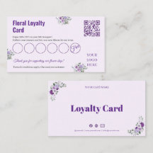 Purple Floral Flower Shop Stamp Loyalty Card