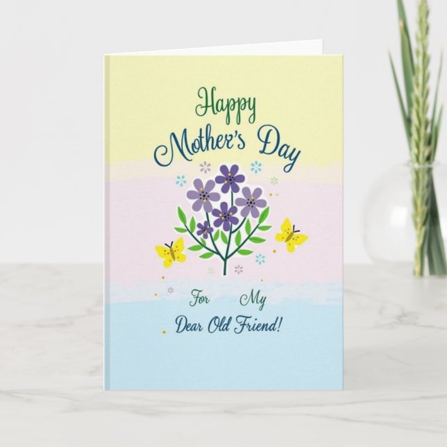 Purple Floral Friend Mothers Card (Front)