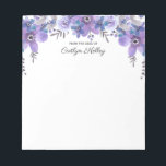 Purple Floral From the Desk of, Personalized Notepad<br><div class="desc">This beautiful notepad features watercolor flowers in shades of purple and your personalization.  Use the template form to add your text.</div>