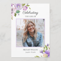 Purple Floral Funeral Obituary Order of Service