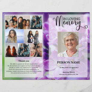 Purple floral Funeral Program template