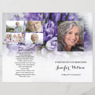 Purple floral Funeral Program template