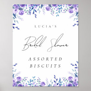 Purple Floral Garden Bridal Shower Food Sign
