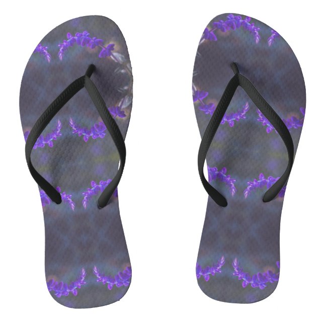 Purple Floral Garden Flip Flops (Footbed)