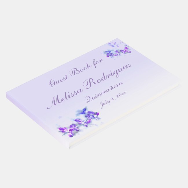 Purple Floral Garden Flower Quinceanera Guest Book