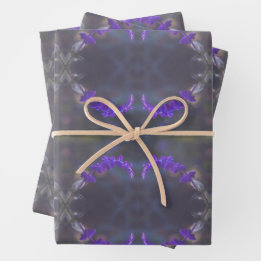 Purple floral garden wrapping paper sheets