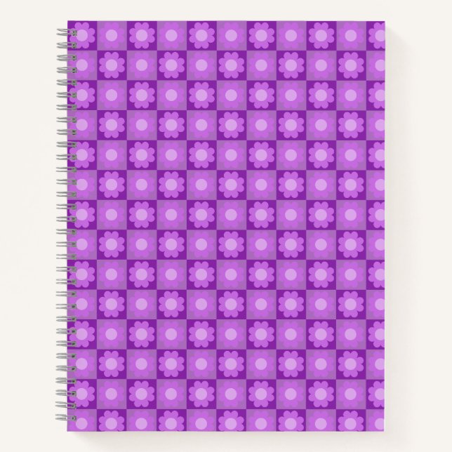 Purple Floral Geometric Pattern Notebook (Front)