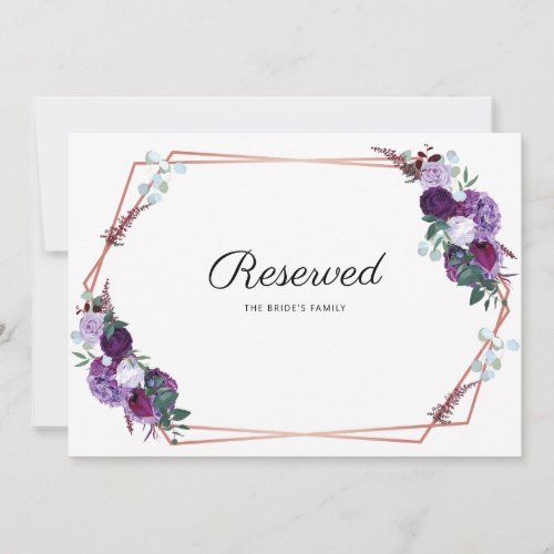 Purple Floral Geometric Wedding Reserved Sign
