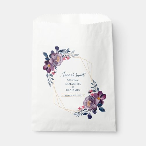 Purple Floral Geometric Wedding Thank You Favor Bag