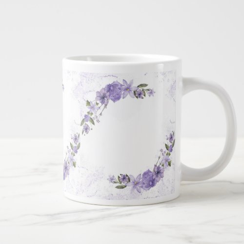 Purple Floral Giant Coffee Mug