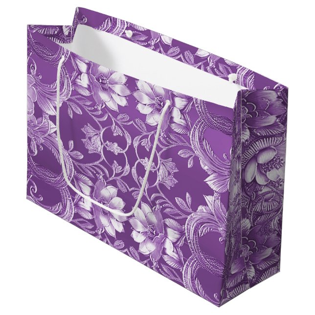 Purple Floral Gift Bag (Front Angled)